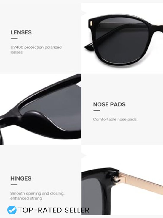 Classic Square Polarized Sunglasses Oversized Retro UV Protection Shade